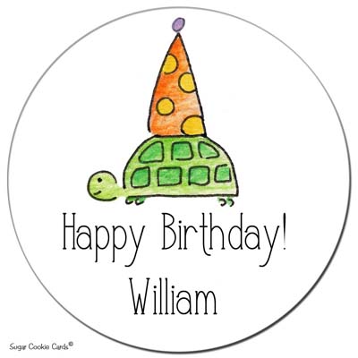 Sugar Cookie Gift Stickers - Birthday Turtle